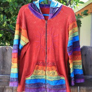 Rainbow Sunshine Hoodie - Handmade in Nepal